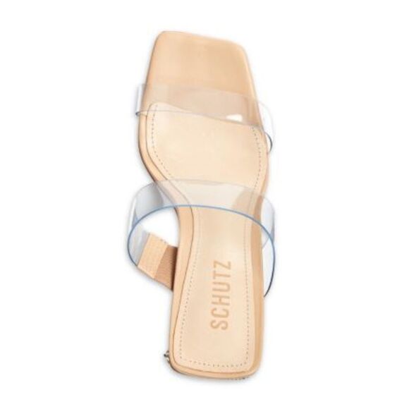 SCHUTZ Womens Heel Goring Ariellen Square Toe Flare Slip On Heeled Sandal 6.5 B - Picture 3 of 3